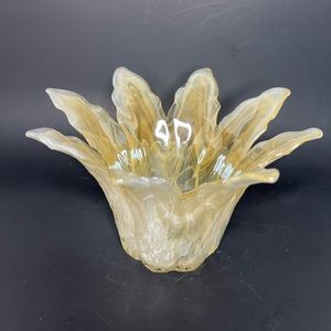 VTG Lavorazione Arte Murano Italy Stretch Blown Glass Votive Candle Holder